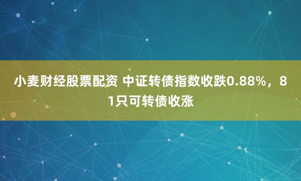 小麦财经股票配资 中证转债指数收跌0.88%，81只可转债收涨