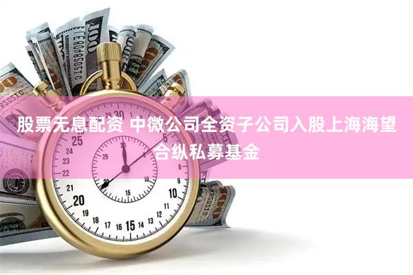 股票无息配资 中微公司全资子公司入股上海海望合纵私募基金